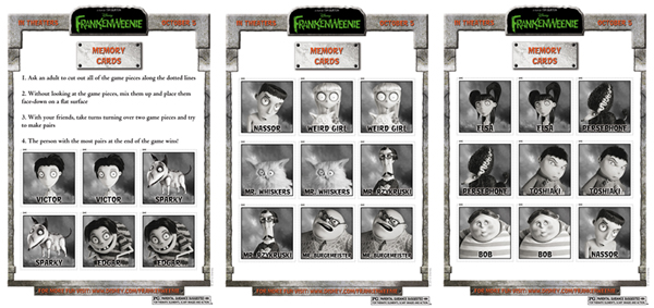 Free Printables Frankenweenie Memory Card Game