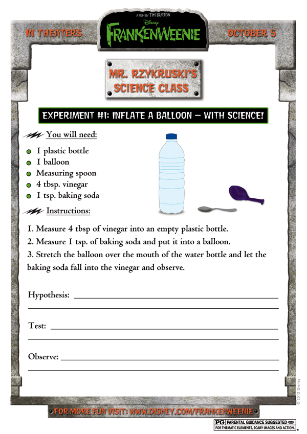 Free Printables Frankenweenie Science Experiment 