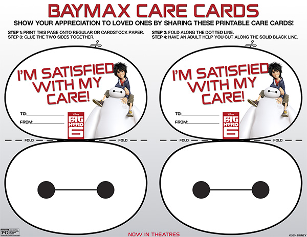 Big Hero 6 Activity Sheets - Baymax Care Cards 