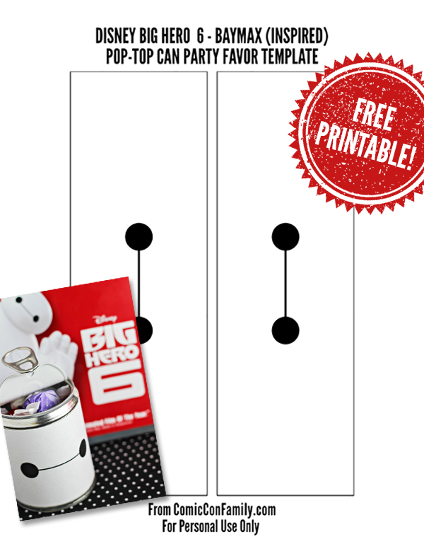 Free Printable: Disney Big Hero 6 - Baymax Pop-Top Can Party Favors