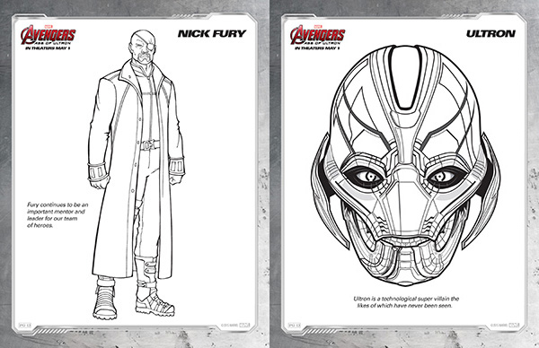 Avengers Coloring Sheets - Nick Fury and Ultron