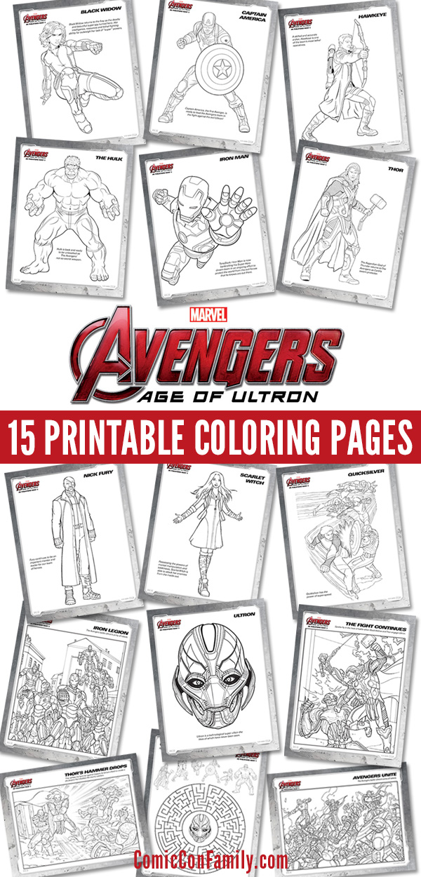 Do your kids love The Avengers? Print these FREE kids printables: Marvel's The Avengers: Age of Ultron coloring pages! 15 pages in all -- pick your favorite character or print them all.