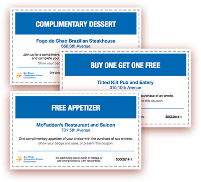 Coupons from San Diego Convention Center