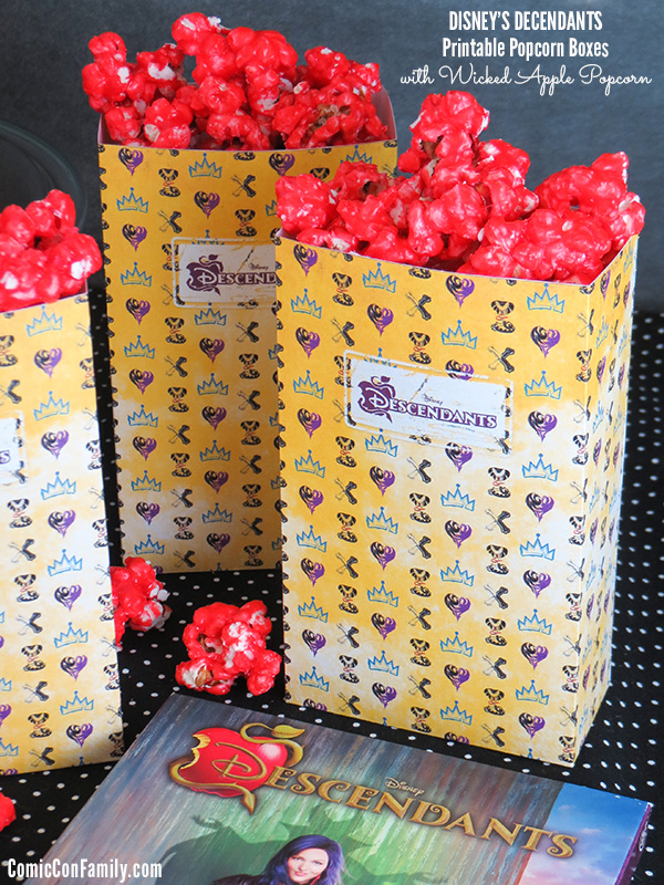 Disney's Descendants Printable Popcorn Boxes with Wicked Apple Popcorn Recipe