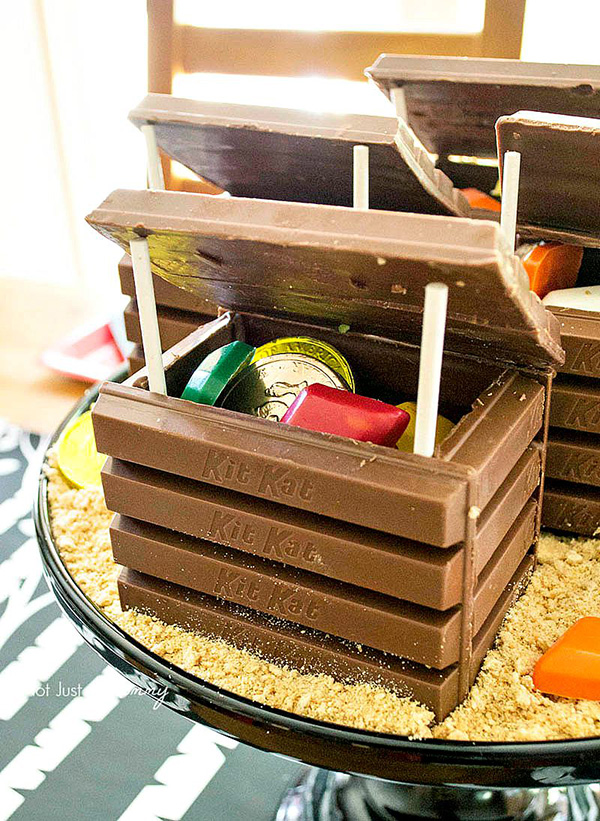 Candy Treasure Chests made from KitKats by Not Just a Mommy