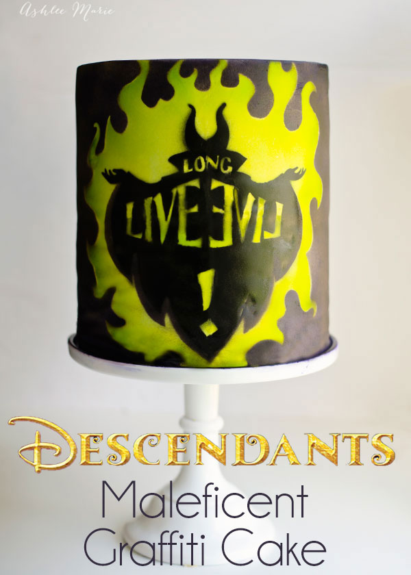 Disney Descendants Long Live Evil Graffiti cake tutorial by Ashlee Marie