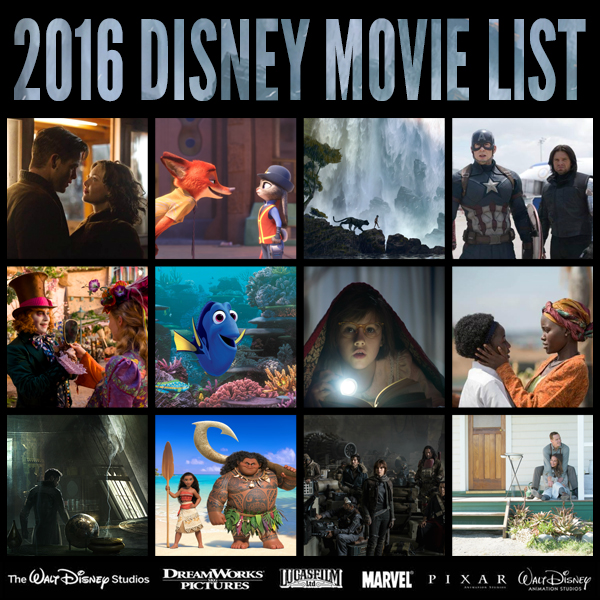 2016 List of Disney Movies - Comic Con Family