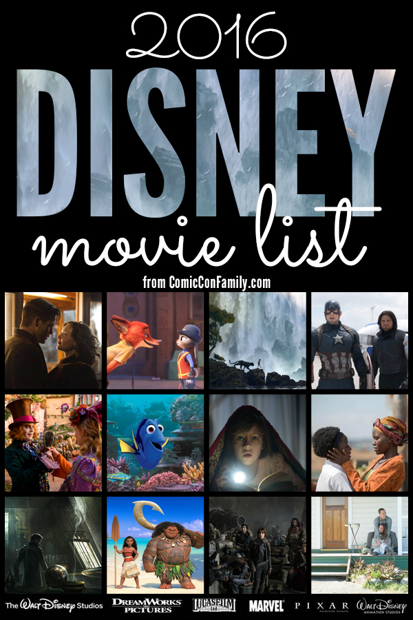 2016 List Of Disney Movies Comic Con Family