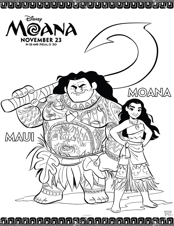 free printables disney moana coloring pages