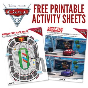 Cars 3 Free Printable Activity Sheets