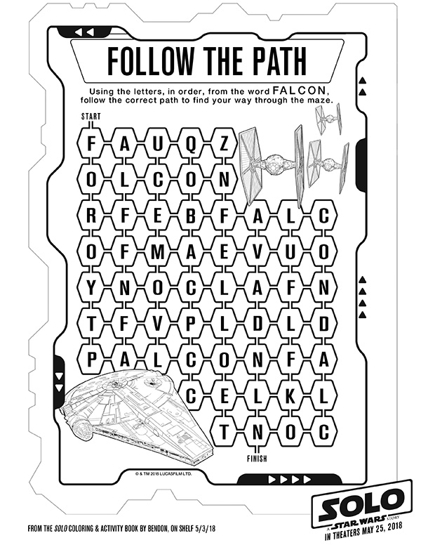 Solo: A Star Wars Story Activity Sheets - Falcon Follow The Path